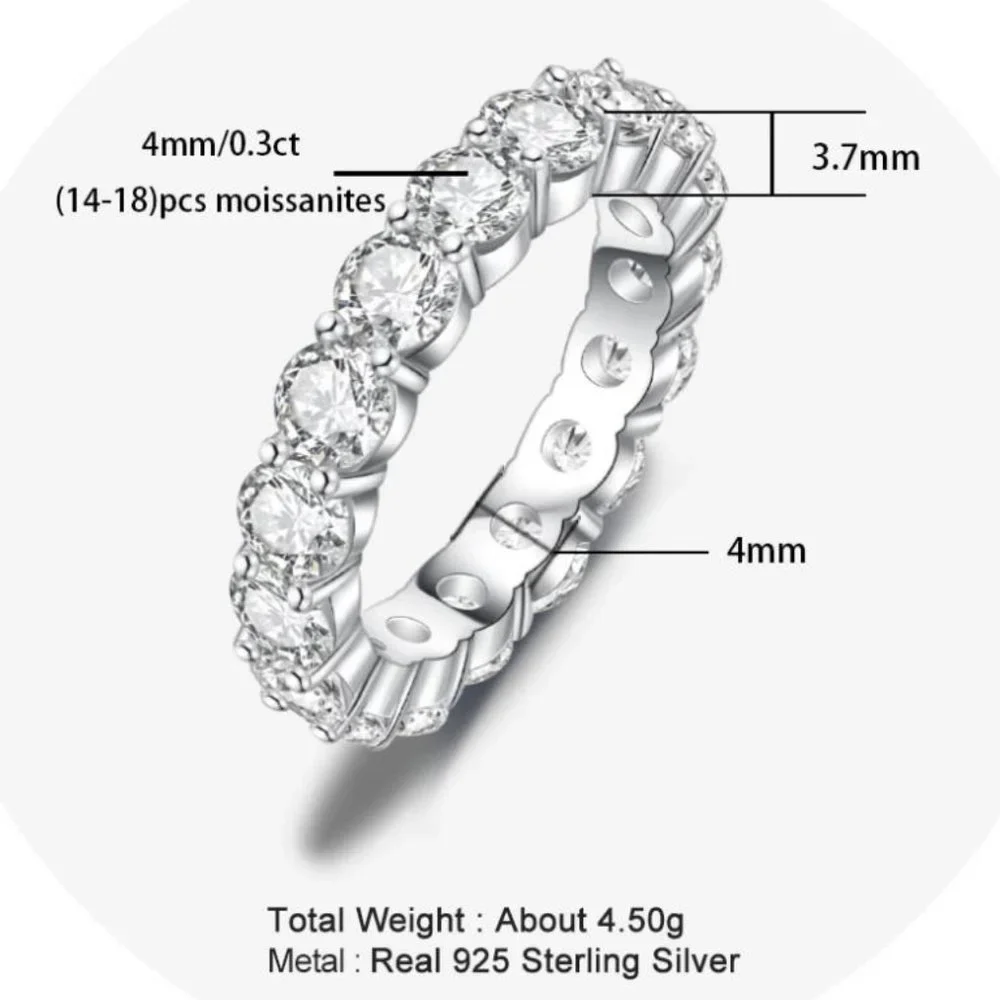 #Certified 4~5ct. t.w. Moissanite Diamond Full Eternity Band Ring NEW